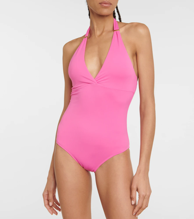Melissa Odabash Rimini Halter-neck One-piece Swimsuit In Hot Pink