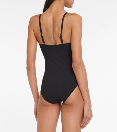 Shop Tory Burch Embellished Cutout Swimsuit In Black