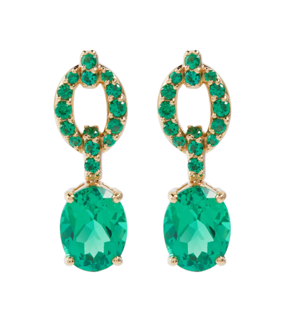 Shop Nadine Aysoy Catena Drop 18kt Gold Earrings With Emeralds In Yg Emerald