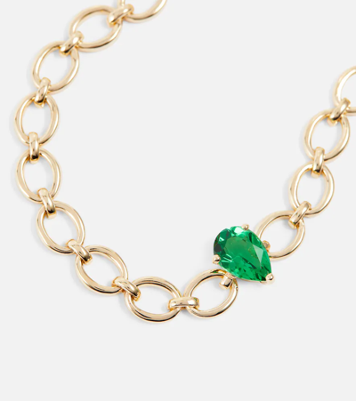 Shop Nadine Aysoy Catena 18kt Gold Necklace With Emerald In Yg Emerald