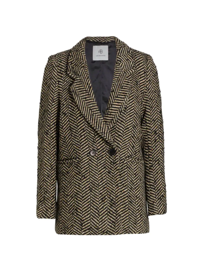 Shop Anine Bing Women's Oversized Fishbone Pattern Blazer In Neutral