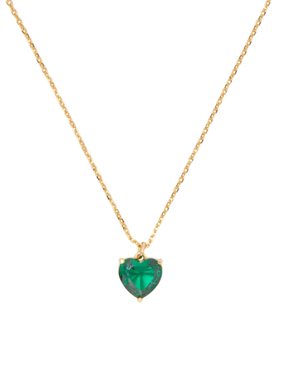 Shop Kate Spade Birthstone Goldtone & Cubic Zirconia Pendant Necklace In Emerald