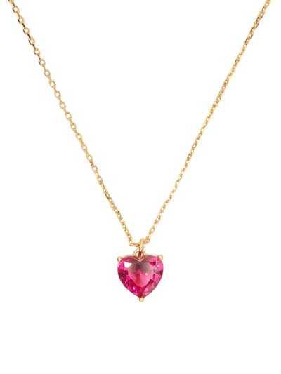 Shop Kate Spade Women's Birthstone Goldtone & Cubic Zirconia Pendant Necklace In Ruby