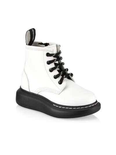 Shop Alexander Mcqueen Little Kid's & Kid's Leather Oversized Boots In White