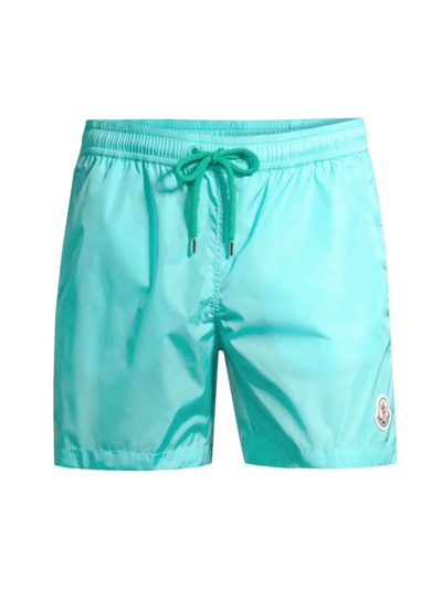 Shop Moncler Men's Drawstring Swim Shorts In Blue