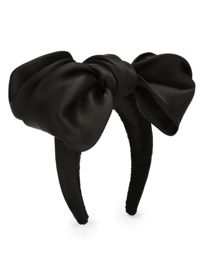 Shop Dolce & Gabbana Silk Bow Headband In Nero