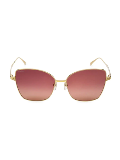 Shop Cartier Women's Santos De  59mm Cat Eye Sunglasses In Gold