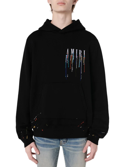 Shop Amiri Men's Embroidered Logo Hoodie Sweatshirt In Black White