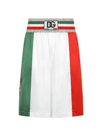 Shop Dolce & Gabbana Men's Tricolor Satin Pull-on Shorts In Variante Abbinata