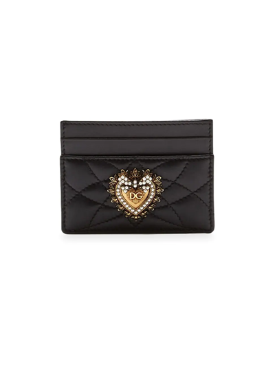 Shop Dolce & Gabbana Devotion Quilted Leather Card Case In Nero