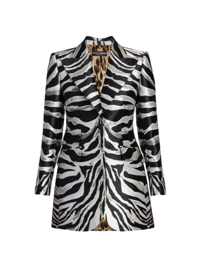 Shop Dolce & Gabbana Women's Zebra Print Jacquard Blazer