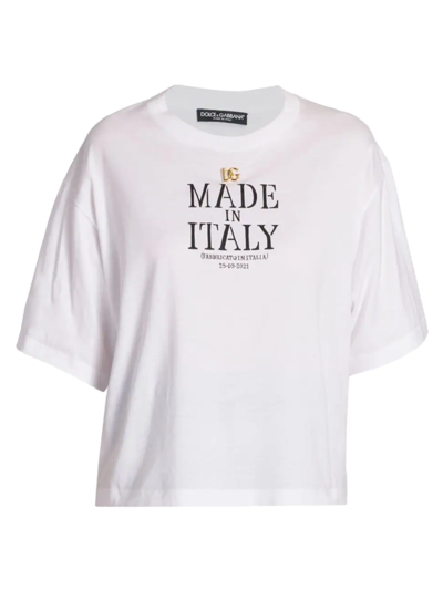 Shop Dolce & Gabbana Women's Made In Italy Oversized T-shirt In Bianco Ottico