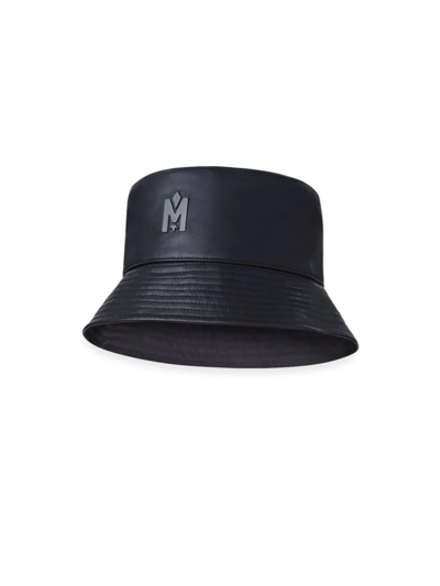 Shop Mackage Men's Bennet Leather Bucket Hat In Black