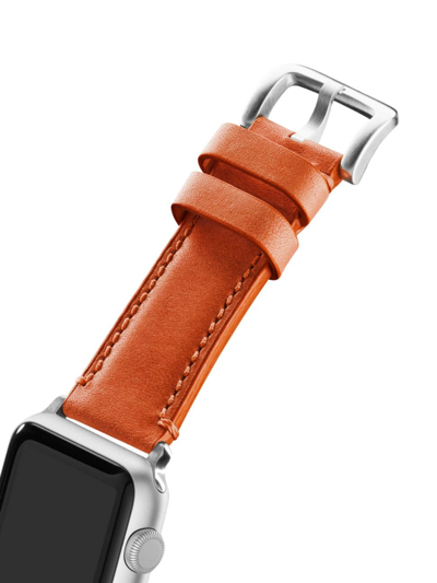 Shop Shinola Men's Alfino Leather Smart Watch Strap In Orange