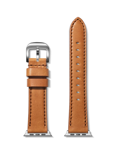 Shop Shinola Men's Smooth Essex Leather Smart Watch Strap In Bourbon