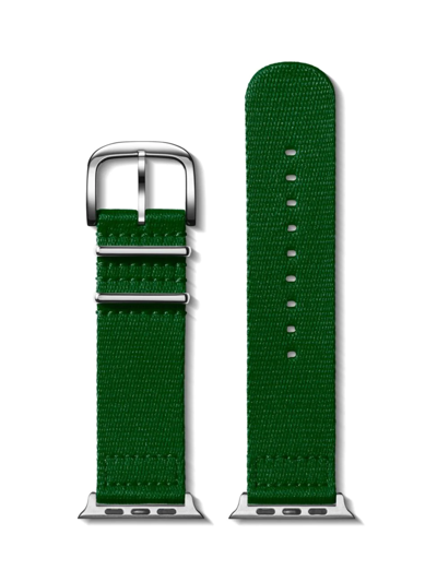 Shop Shinola Men's Nylon Smart Watch Strap In Green Silver