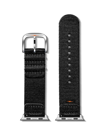 Shop Shinola Men's Nylon Smart Watch Strap In Black Silver