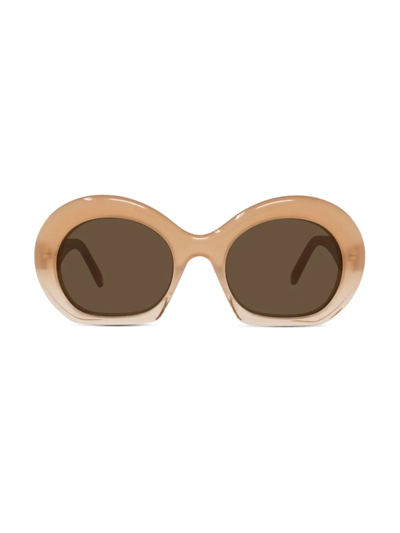 Shop Loewe 54mm Oval Sunglasses In Shiny Pink Brown