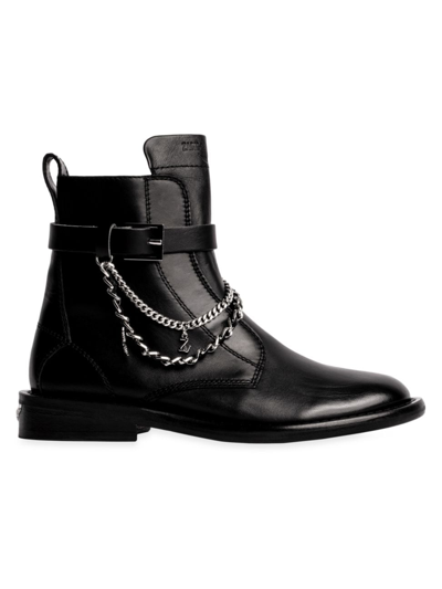Shop Zadig & Voltaire Women's Laureen Leather & Chain Booties In Noir