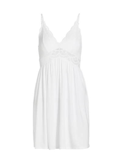 Shop Eberjey Women's Mariana Modal Lace-trim Chemise In White