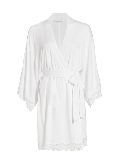 Shop Eberjey Women's Mariana Modal Lace-trim Robe In White