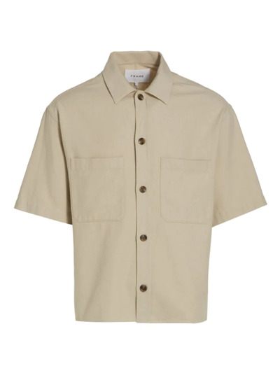 Shop Frame Men's Short-sleeve Button-up Shirt In Milk Beige