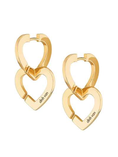 Shop Dinh Van Women's Double Couers 18k Yellow Gold Single Drop Earring