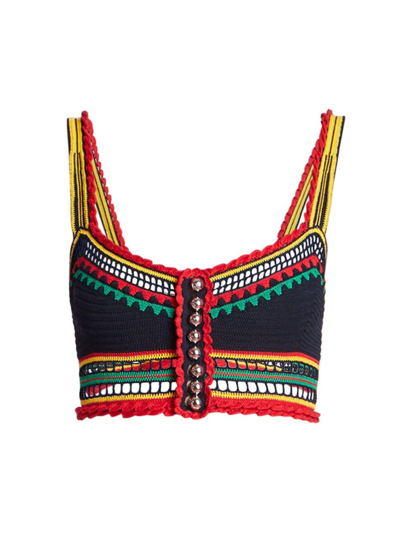 Shop Paco Rabanne Women's Crochet Crop Top In Navy