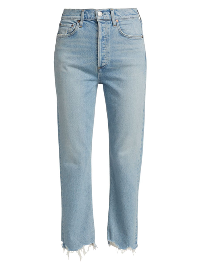 Shop Agolde Riley High-rise Straight-leg Jeans In Bitter