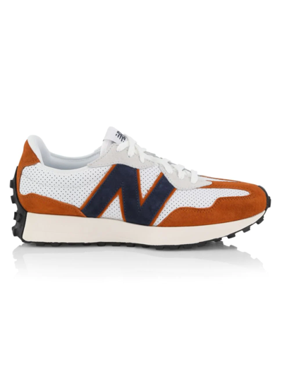 Shop New Balance Men's 327 Leather Sneaker In White Natural