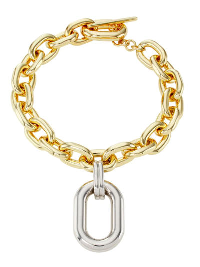 Shop Rabanne Xl Link Two-tone Chain Necklace In Gold