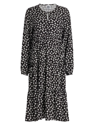 Shop Nom Maternity Women's Margot Tiered Floral Midi-dress In Ditsy Print