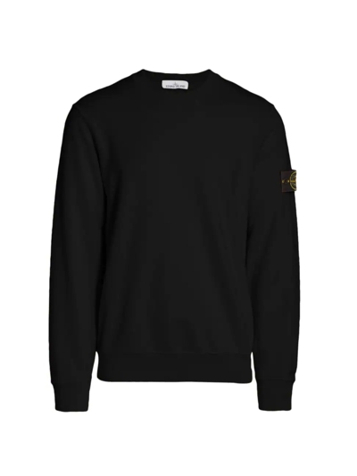 Shop Stone Island Core Fleece Crewneck Sweatshirt In Black
