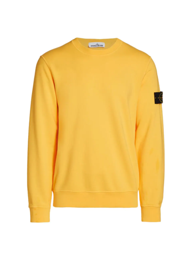 Shop Stone Island Core Fleece Crewneck Sweatshirt In Lemon