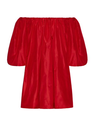 Shop Valentino Off-the-shoulder Silk Minidress In Rosso