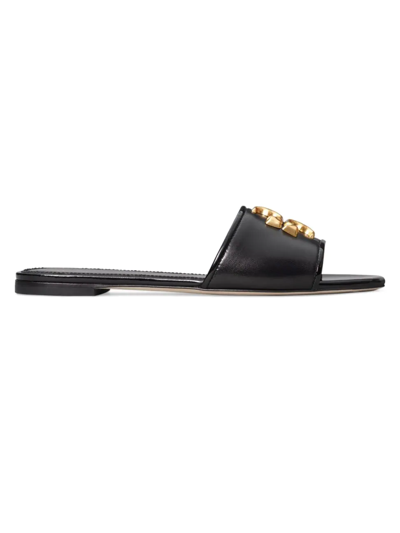 Shop Tory Burch Women's Eleanor Leather Slides In Perfect Black