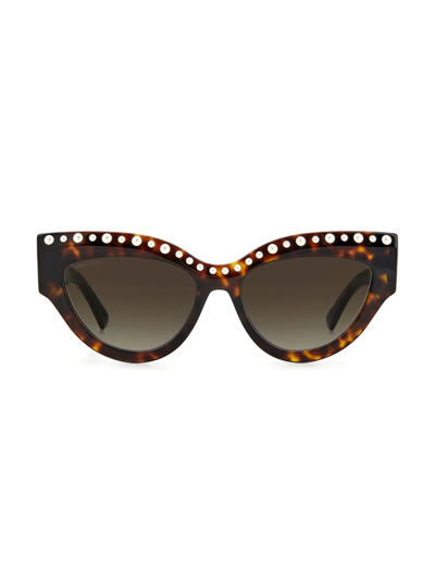 Shop Jimmy Choo Women's Sonja 55mm Cat Eye Sunglasses In Tortoise