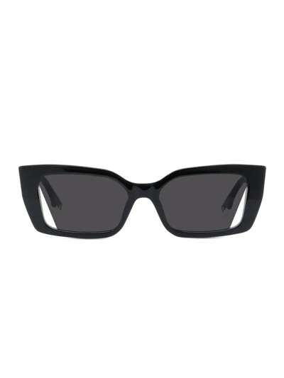 Shop Fendi Women's  Way 54mm Rectangular Sunglasses In Shiny Black