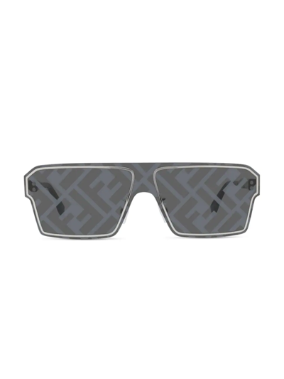 Shop Fendi Women's  Fragment 142mm Shield Sunglasses In Shiny Pall