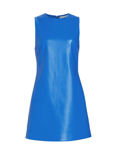 Shop Alice And Olivia Women's Coley Faux Leather A-line Dress In Palace Blue