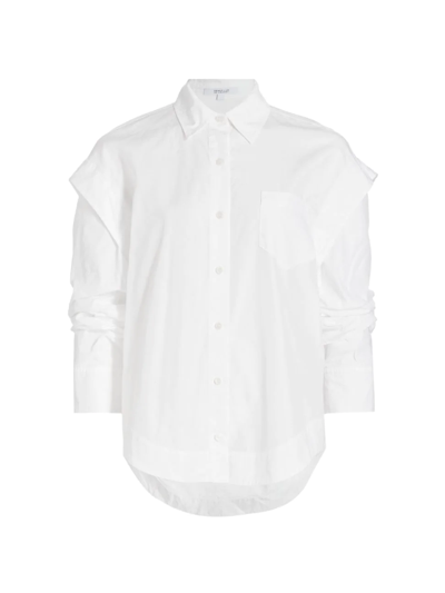 Shop Derek Lam 10 Crosby Women's Marley Ruched Sleeve Shirt In White