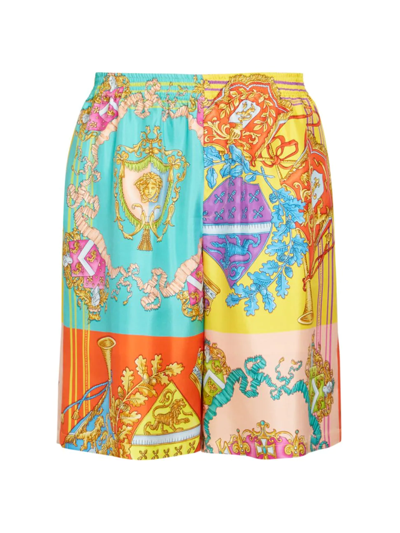 Shop Versace Men's Royalty Silk Shorts In Neutral