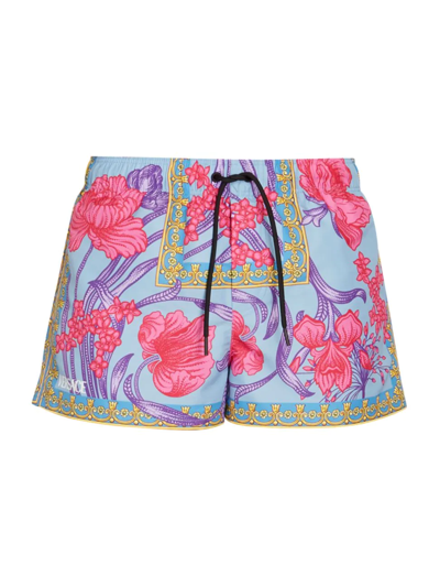 Shop Versace Golfo Swim Shorts In Cornflower Print