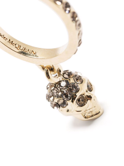 Shop Alexander Mcqueen Crystal Skull-embellished Hoop Earrings In Gold