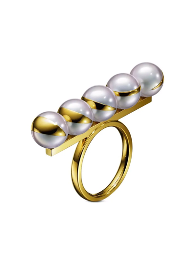 Tasaki 18kt Yellow Gold Collection Line Balance Eclipse Pearl Ring In Gold
