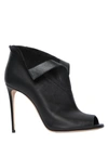 CASADEI 100MM OPEN TOE LEATHER ANKLE BOOTS, BLACK