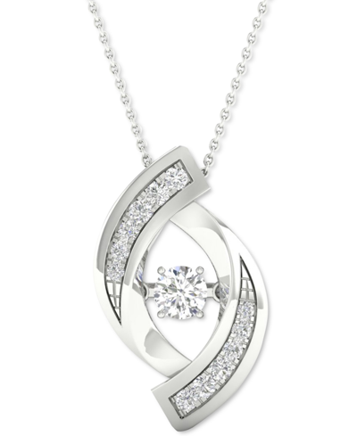Shop Twinkling Diamond Star Diamond Swirl 18" Pendant Necklace (1/4 Ct. T.w.) In 10k White Gold