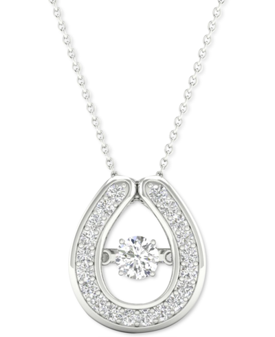 Shop Twinkling Diamond Star Diamond Framed 18" Pendant Necklace (1/5 Ct. T.w.) In 10k White Gold