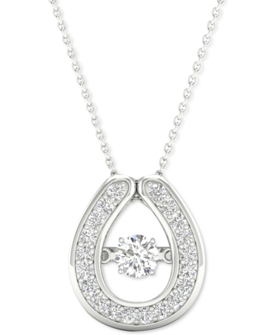 Twinkling Diamond Star Diamond Framed 18" Pendant Necklace (1/5 Ct. T.w.) In 10k White Gold In White Gold