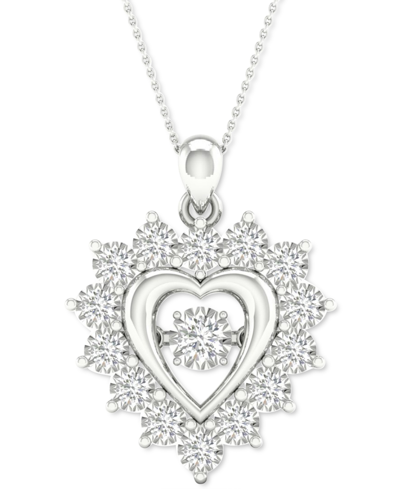 Shop Twinkling Diamond Star Diamond Heart 18" Pendant Necklace (1/2 Ct. T.w.) In 10k White Gold